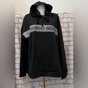 Bebe Size:3X Woman Black Hoodie with Metallic Stripe and Logo